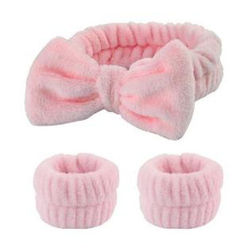 3 Pcs Spa Wristband & Headband, for Washing Face Skin Care,Soft Headdress for Washing Face &Makeup, Girl'S Make up & Spa Hair Band, Travel Summer Gifts,Daily Skincare Tools，Back to School