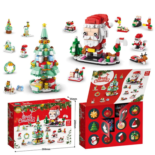 Christmas Building Blocks Set Box Kids Toys 24Years Xmas Advent Calendar Bricks Diy Kit Gift for Children 6 Years Old and Above