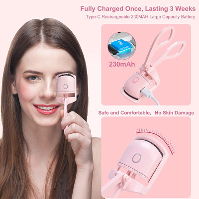 UltraGlow Electric Eyelash Curler Long-Lasting Curl for Perfectly Defined Lashes Your Professional Makeup Essential Eyelash Curlers Kit Lightweight Plastic Cosmetic Pack