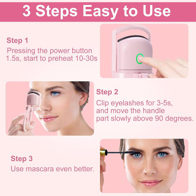 UltraGlow Electric Eyelash Curler Long-Lasting Curl for Perfectly Defined Lashes Your Professional Makeup Essential Eyelash Curlers Kit Lightweight Plastic Cosmetic Pack