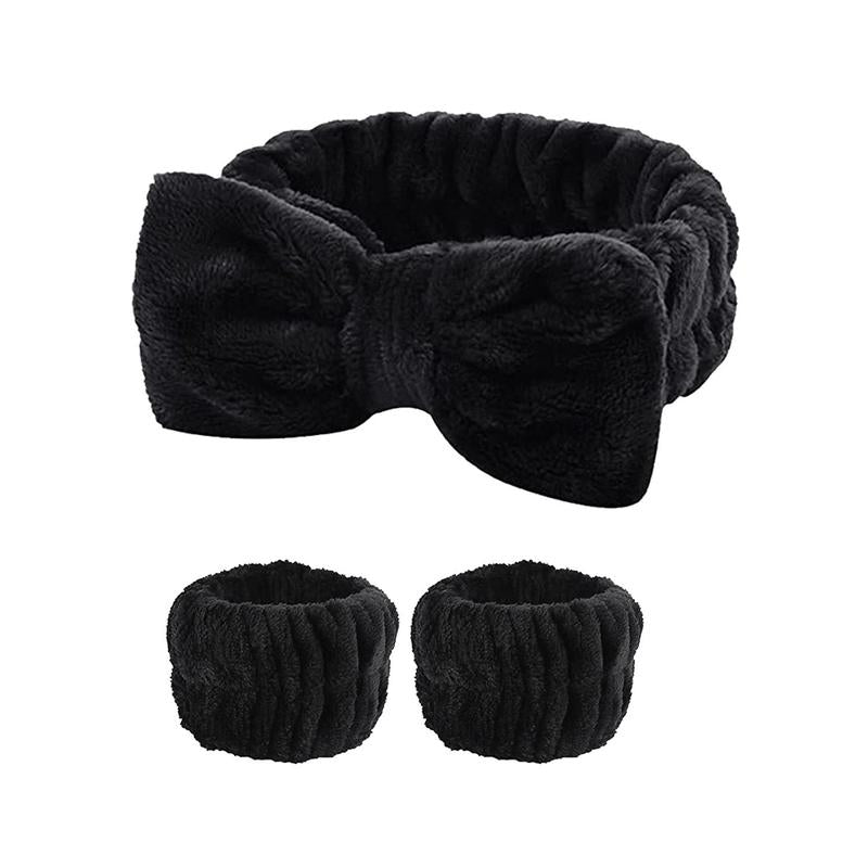 3 Pcs Spa Wristband & Headband, for Washing Face Skin Care,Soft Headdress for Washing Face &Makeup, Girl'S Make up & Spa Hair Band, Travel Summer Gifts,Daily Skincare Tools，Back to School