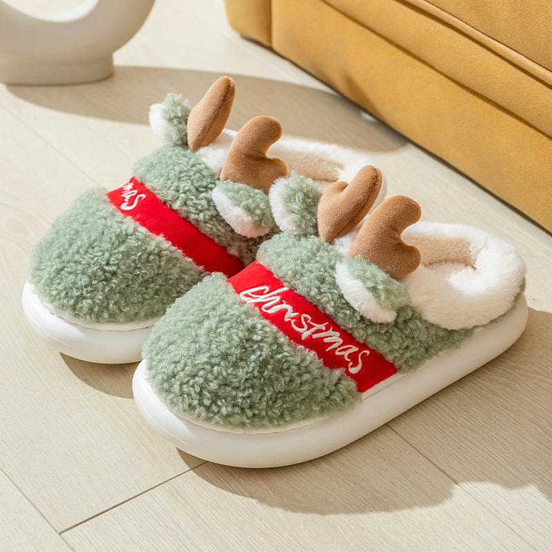 Christmas Shoes Winter Home Slippers Elk Soft Cozy Bedroom Slipper Slip On House Shoes