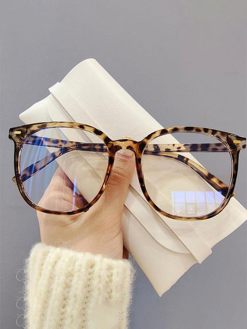 Trendy Leopard Pattern Frame Eyeglasses, Fashionable Blue Light Blocking Glasses for Women & Men, Fashion Eyeglasses for Work, Daily Clothing Decor, Perfect for Student Daily Use