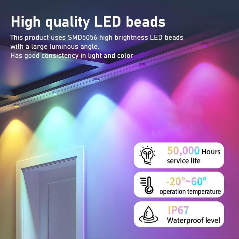 Outdoor Light with Remote Control, RGB+AI Outdoor Light, Waterproof House Light for Outside, Bluetooth-Compatible Light for Festival Home Decor