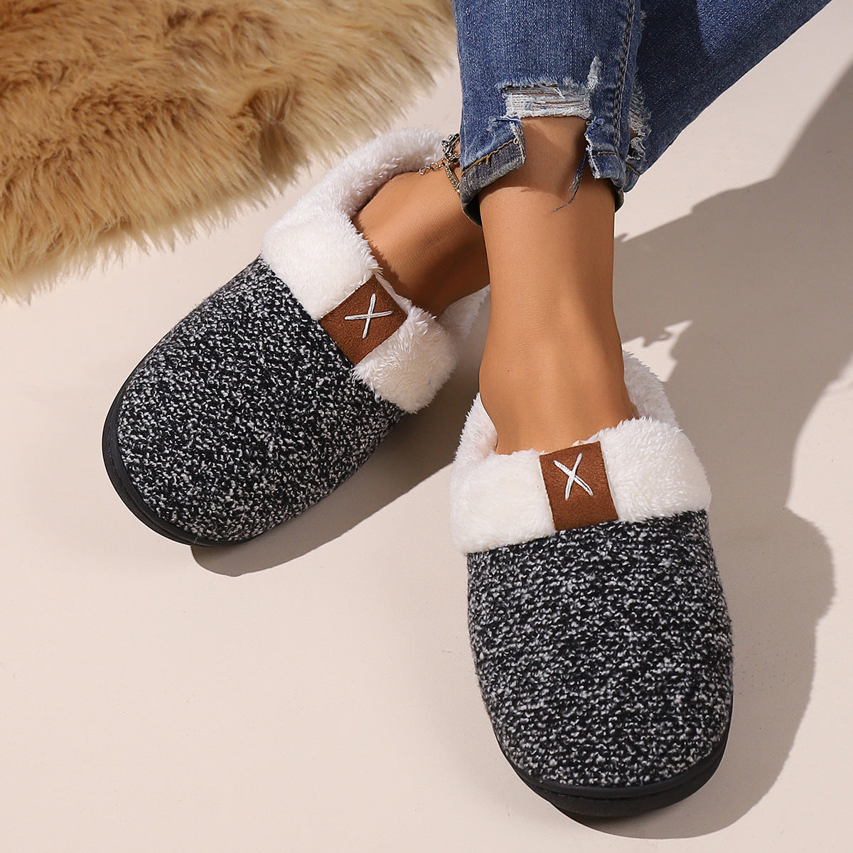 “Winter Plush Slippers – Thick Bottom, Warm Indoor Shoes for Men & Women”