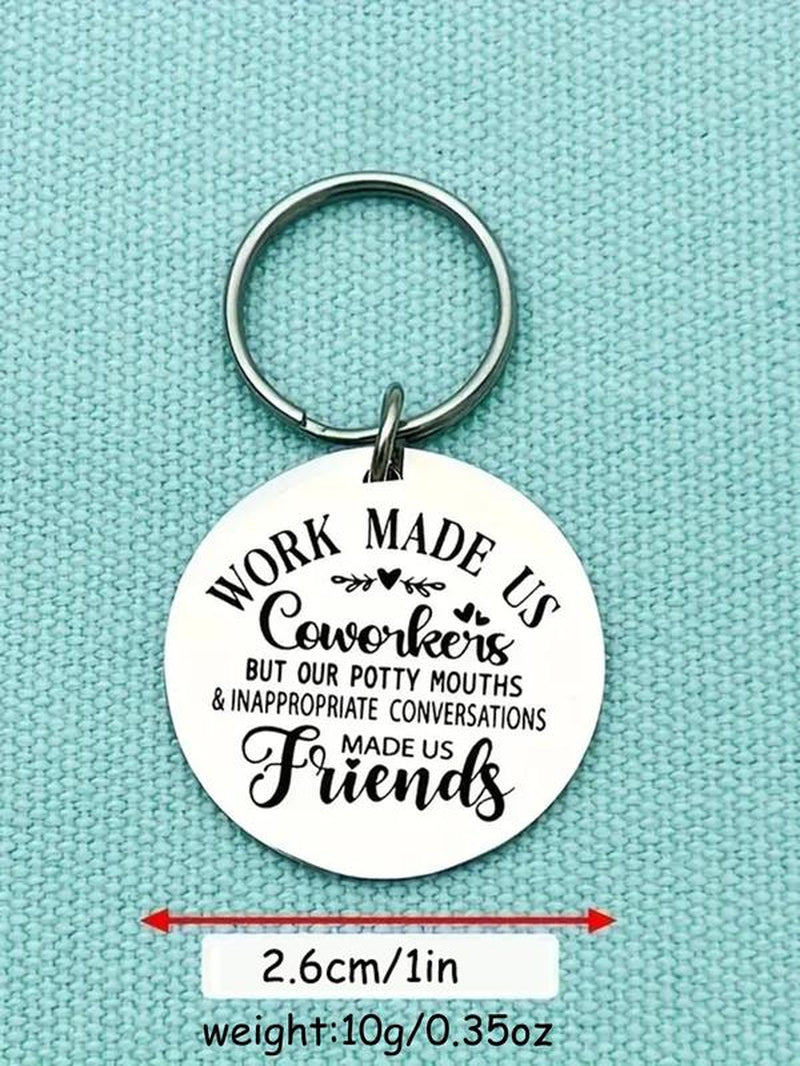 Stainless Steel Coworker Appreciation Keychain for Colleague, 2024 Key Chain for Car Keys, Retirement Goodbye Appreciation Keychain for Men, Work Friend, Friendship Keychain