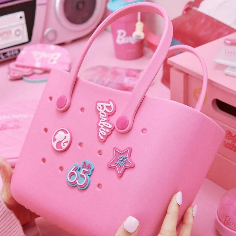 [Holiday Special] Barbie Lunch Bag for Women - Cute Crocs Design, Durable Lunch Tote Bags for Girls, Suitable Size in Pink, Pale Pink, and Blue with Handle, Ideal for School, Work, and Barbie Daylight Shiny Series