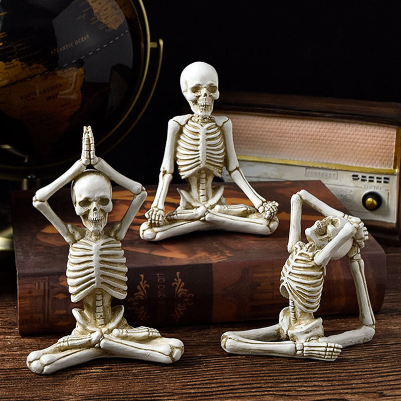 Halloween Horror Desktop Decoration Resin Ornaments Feature Modeling Yoga Skull Skeleton