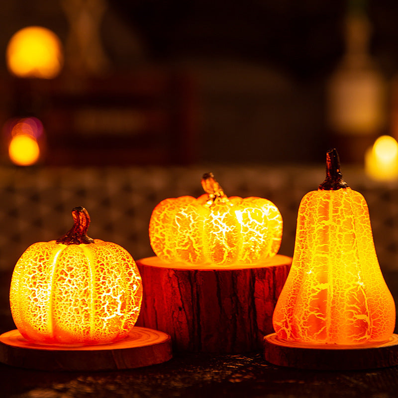 LED Pumpkin Lantern – Luminous Resin Halloween Candle Lamp for Spooky Decor