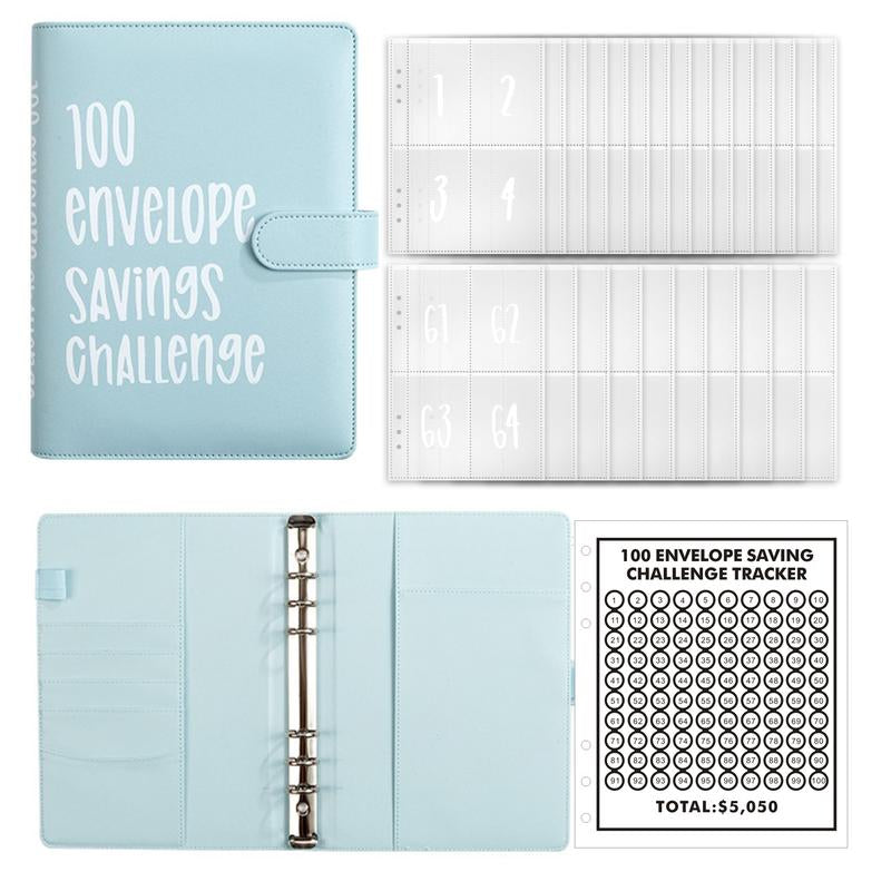 2024 Upgrade 100 Envelopes Saving Challenge Budget Binder, Money Saving Challenge Book, Desk Office Accessories, Saving Challenge Notebook, Waterproof Wallet, Storage Bag,Saving Tips,Desk Office Accessories, Budget Plan, Couple Gift