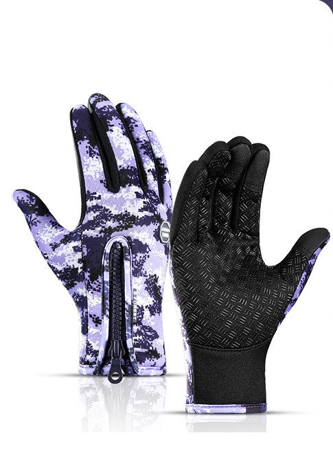 Heated Winter Gloves Touch Screen Riding Motorcycle Sliding Waterproof Sports Gloves With Fleece