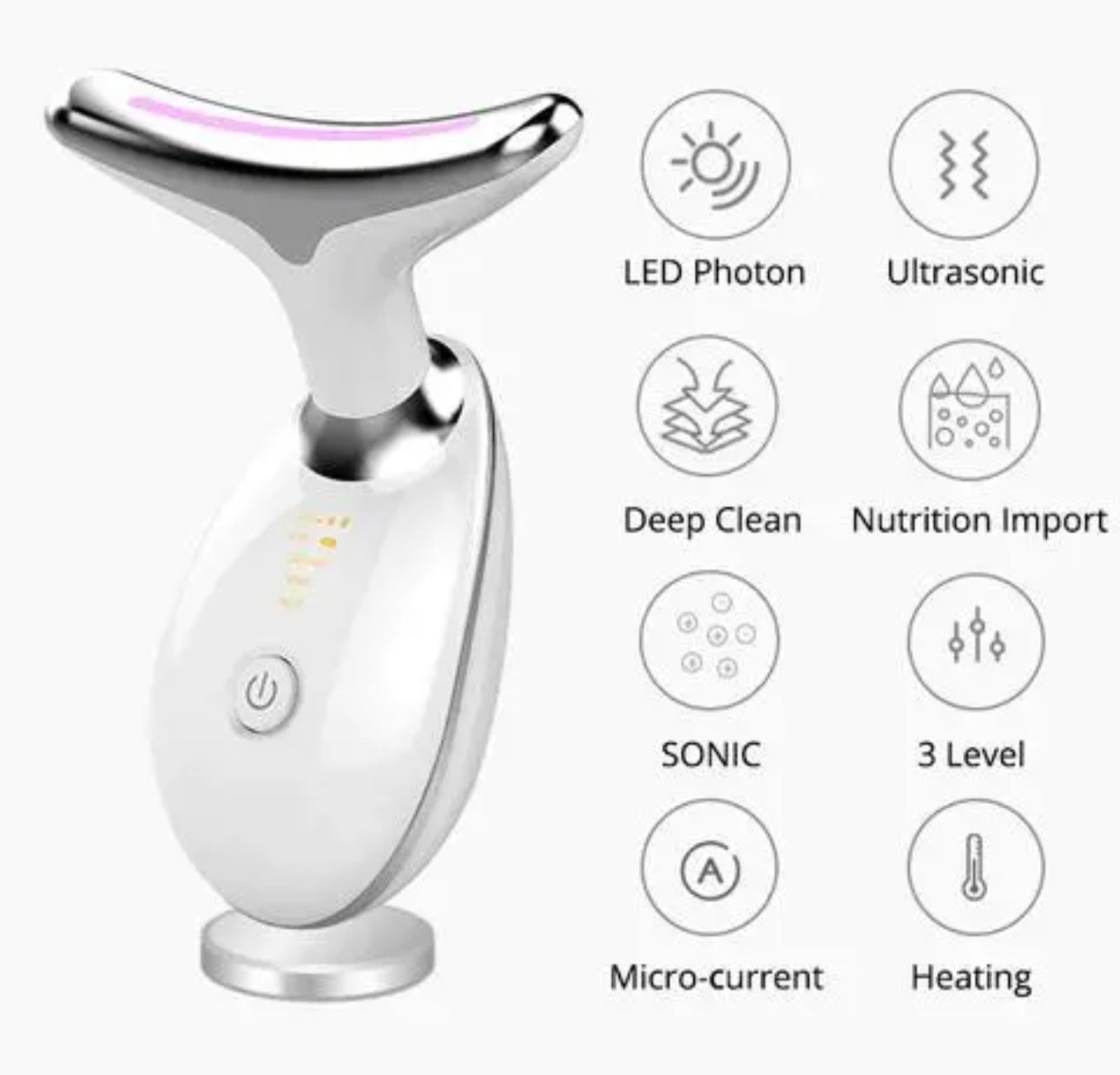 Wavy Chic Beauty Facial Massager, 7 Color  Wavy Acne Beauty Microcurrent Facial Device Skin Firming for Face Neck Beauty Device,