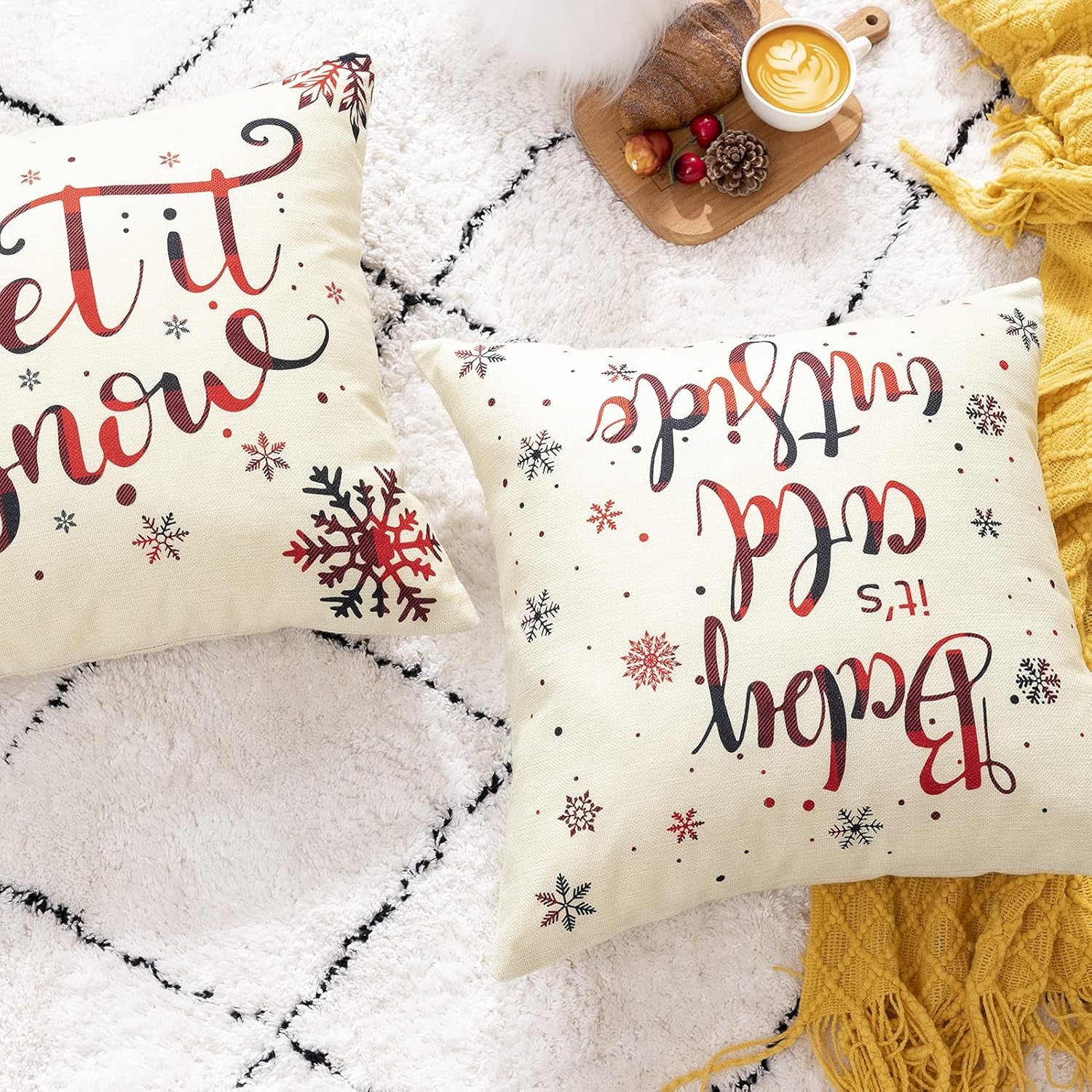 4 Pack Christmas Pillow Covers 18X18 Inch Linen Holiday Decorative Throw Pillow Covers for Sofa, Couch, Outdoor, Farmhouse and Home Christmas Decor