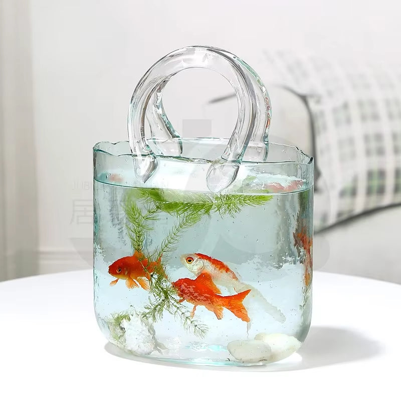 Nordic Home Decor Nordic Ins Style Original Bag Glass Vase Designer Handbag Hydroponic Flower Basket Fish Farming