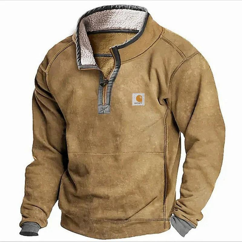 2024 New Pattern Print Casual Polo Collar Zip Men'S Sweater Winter Coat