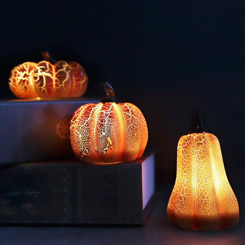 LED Pumpkin Lantern – Luminous Resin Halloween Candle Lamp for Spooky Decor