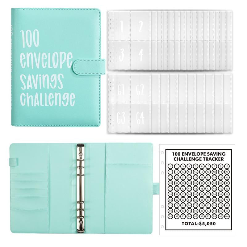 2024 Upgrade 100 Envelopes Saving Challenge Budget Binder, Money Saving Challenge Book, Desk Office Accessories, Saving Challenge Notebook, Waterproof Wallet, Storage Bag,Saving Tips,Desk Office Accessories, Budget Plan, Couple Gift