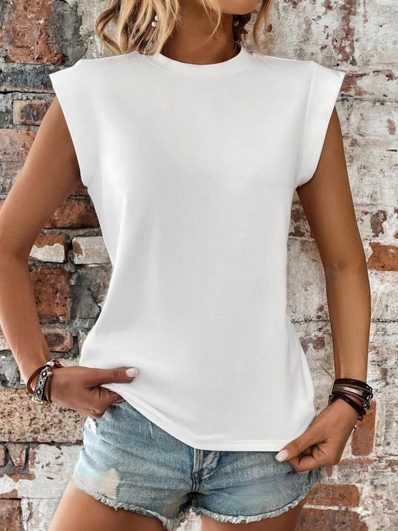 Women'S Plain round Neck Batwing Sleeve Tee, Casual Cap Sleeve T-Shirt for Summer, Ladies Clothes for Daily Wear