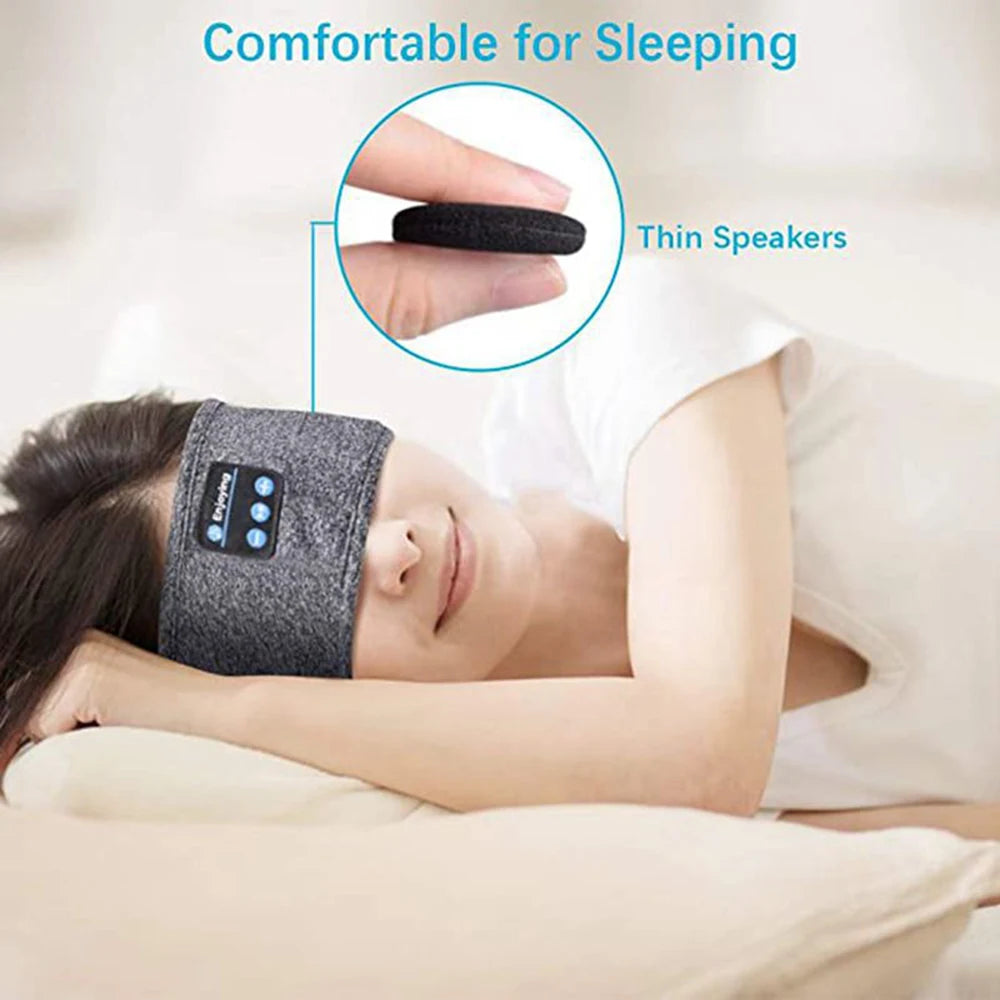 Bluetooth Wireless Sports Headband Earphones with Music Functionality and Eye Mask Design